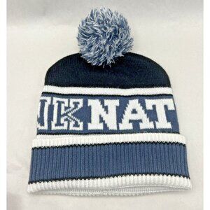 Victoria's Secret PINK NATION Knit Beanie Pom Pom Black Blue White